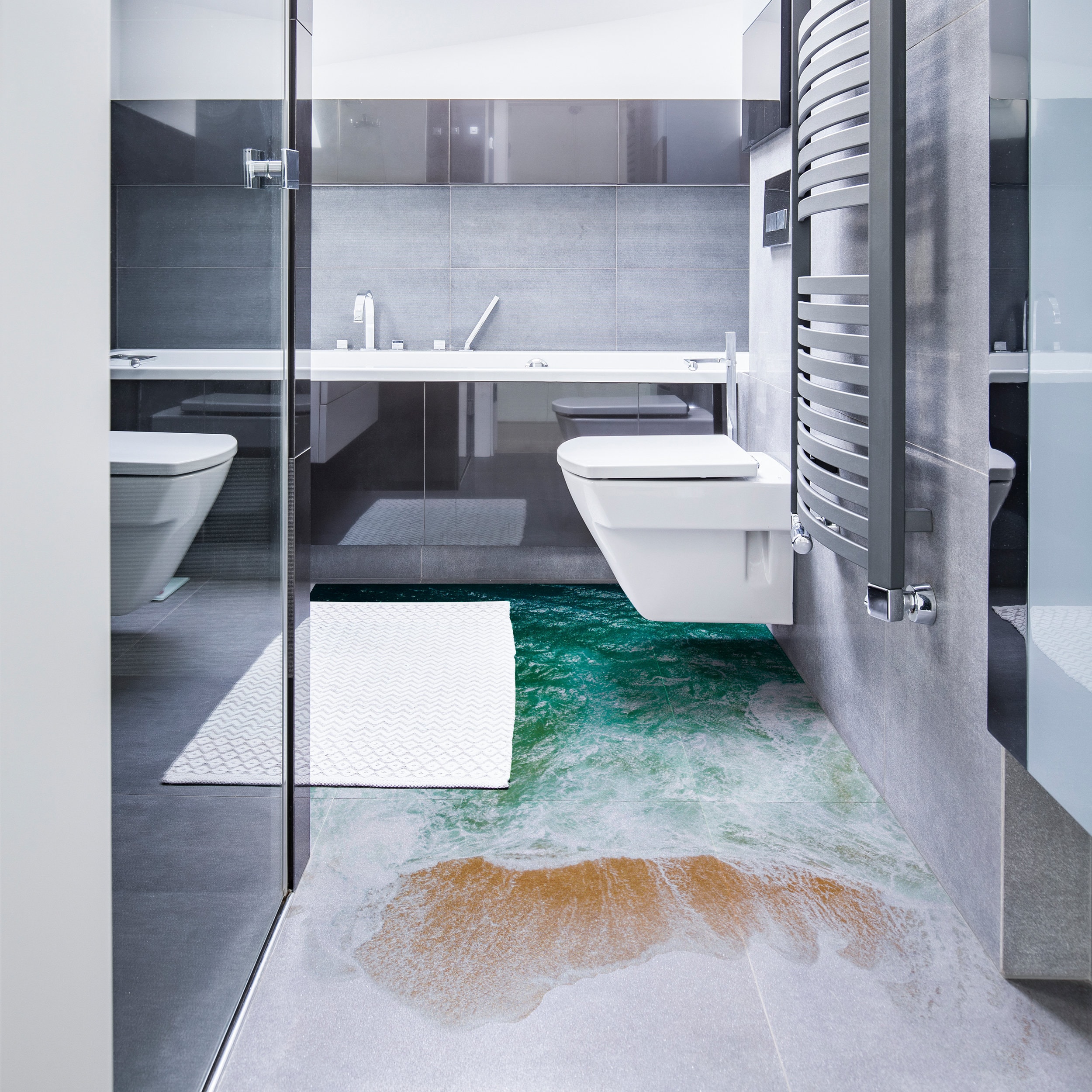 3d Sea Floor Bathroom Stickers Decor Ocean Beach Vinyl Etsy