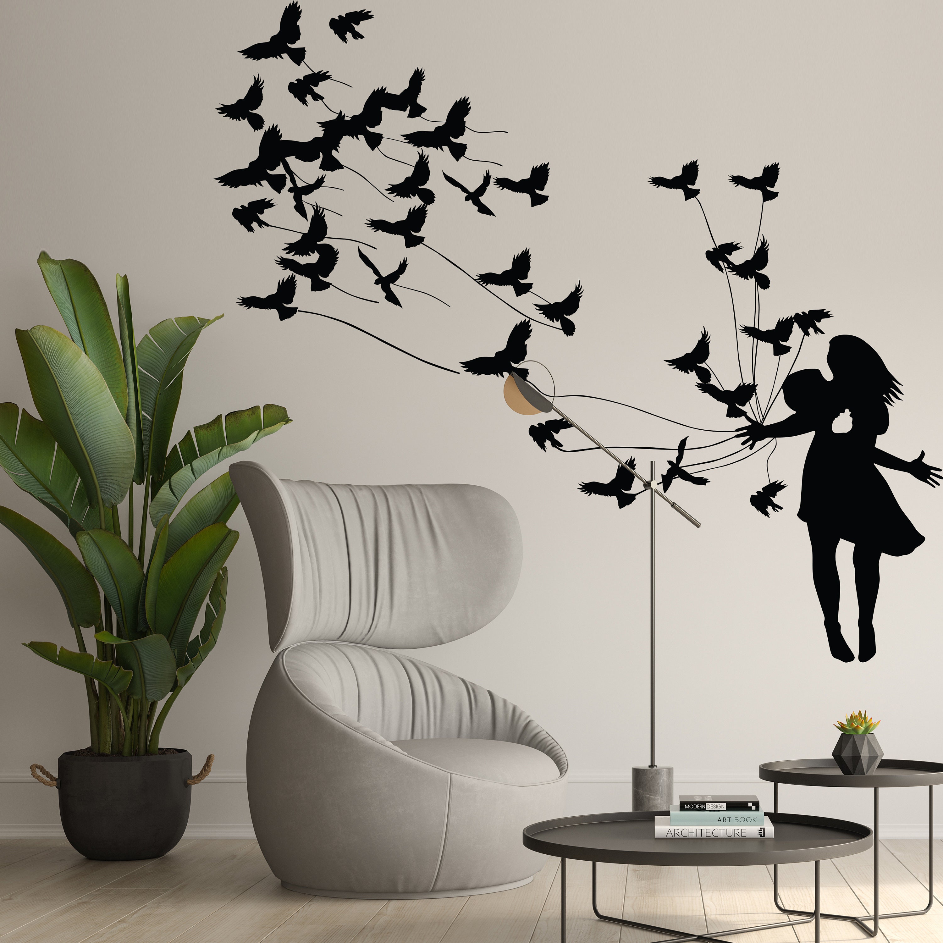 Kiwistar Stormo di Uccelli Adesivo da Parete in 6 Taglie – Wall Sticker Wall Sticker, 31_Rot, 80 x 44 cm