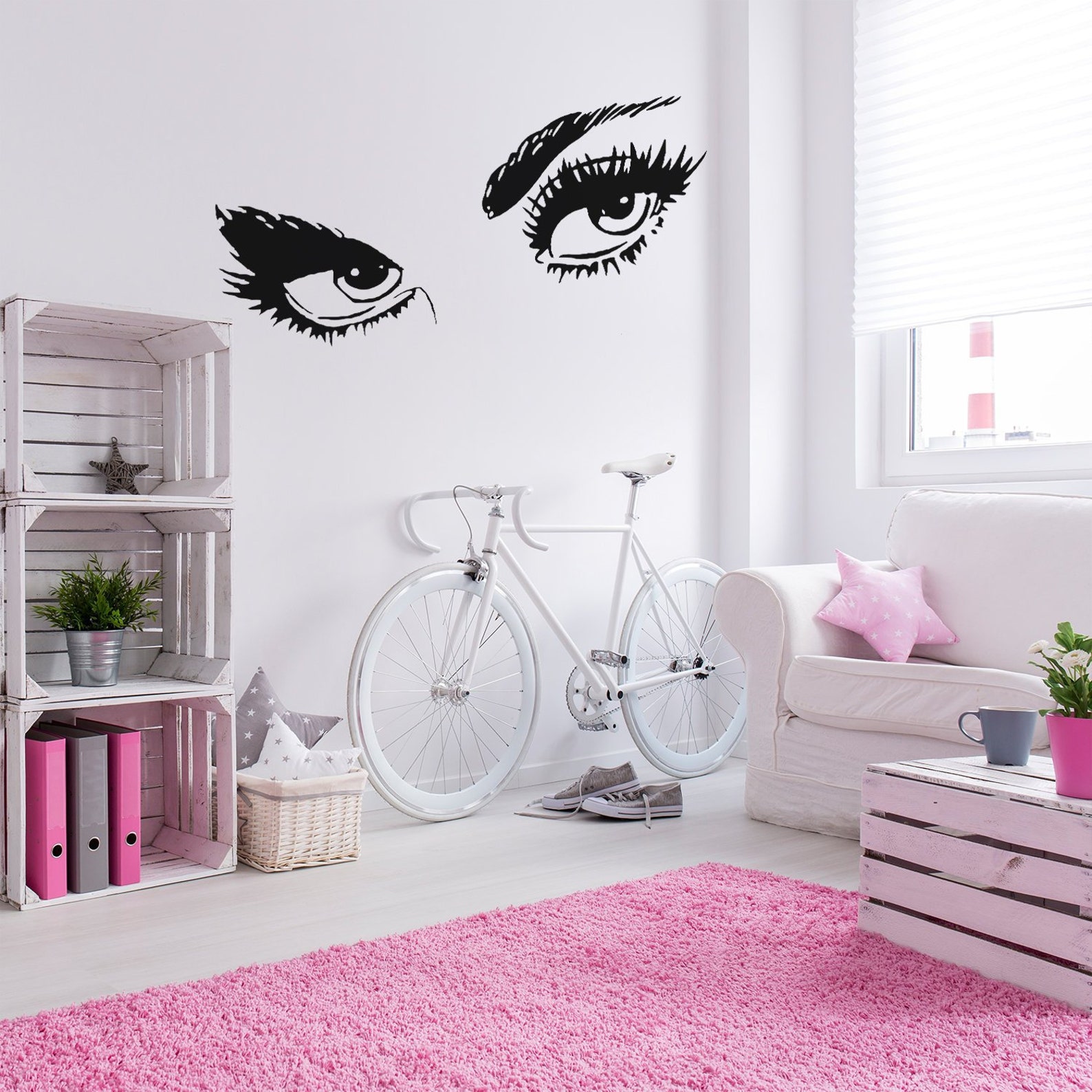 Woman Eye Vinyl Wall Sticker - Art Lash Face Girl Eyelash Decor Beauty ...