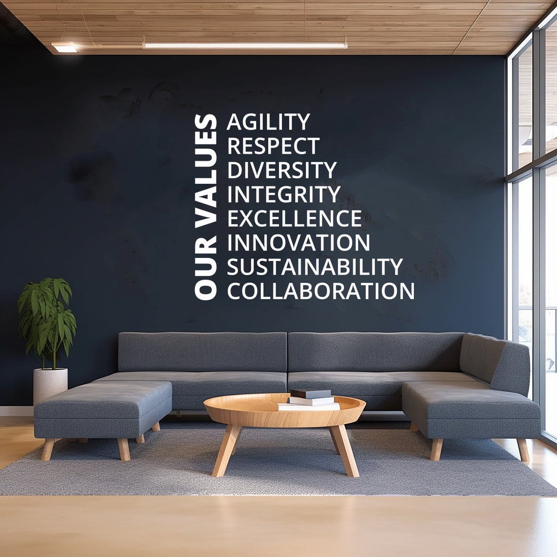 Our Values Office Wall Decal - Inspirational Conference Room Art ...