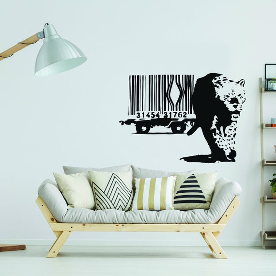 Banksy Leopard Barcode Wall Sticker Art Home Decor Diy Bar Code Mural Decal  Barcode Leopard Banksy Leopard Diy Banksy Mural -  Sweden