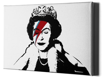 Artist Queen Art Graffiti Canvas - Elizabeth Framed Street Wall Picture Print - Divine Grafitti Memento Portrait Painting Gift