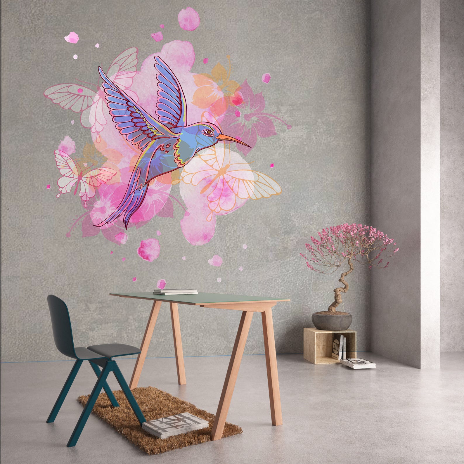 Hummingbird Wall Vinyl Sticker - Colibri Art Decor Humming Bird Cute ...