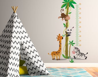 Chart Height Growth Wall Art Sticker - Nursery  Kid Measurement Ruler Vinyl Decal - Giraffe Bedroom Children Tree Room Child Measuring