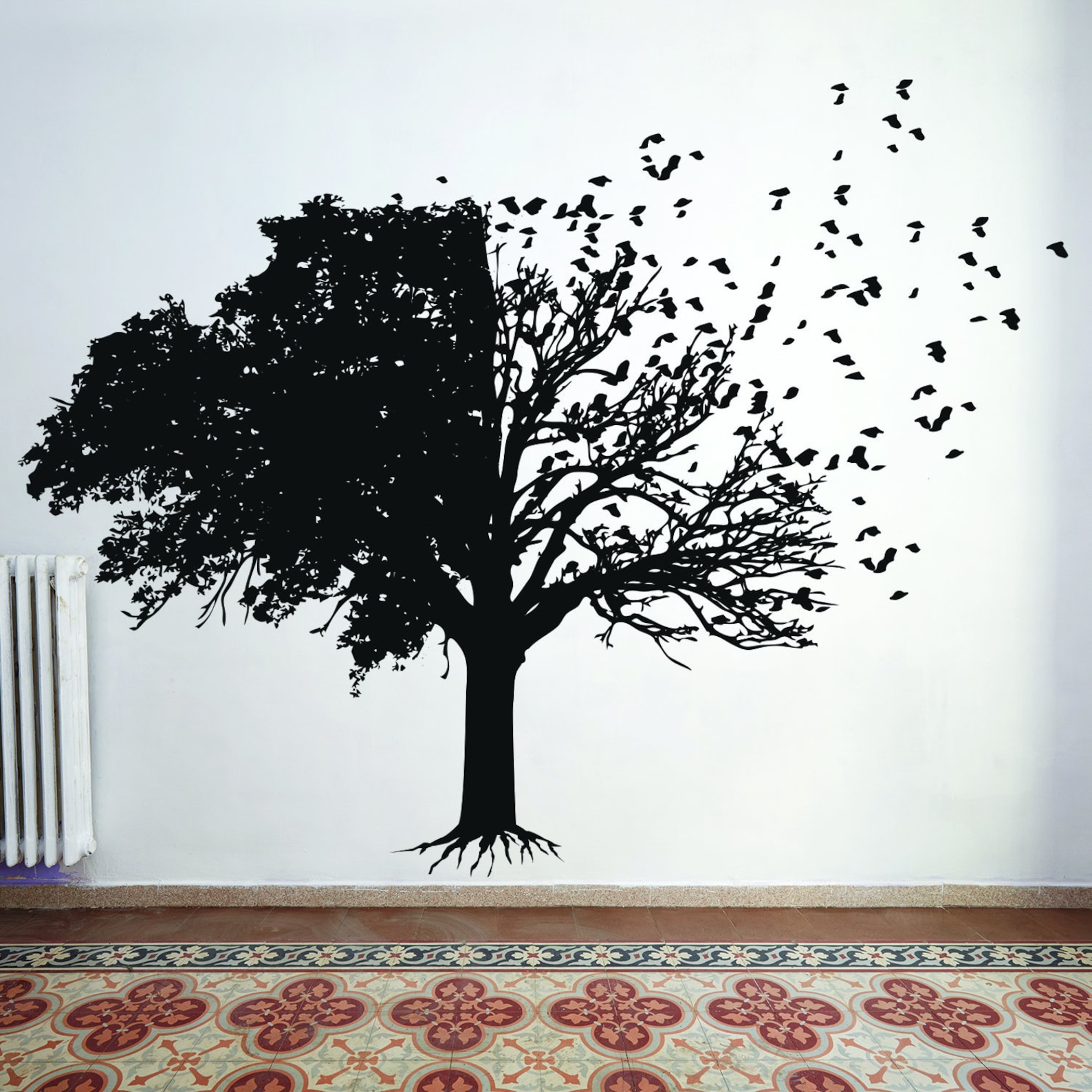 Tree Wall Decal Decor - Birds Leaf Branches Bedroom Living Room Decals ...