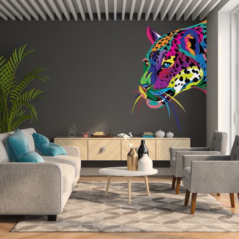 Wild Jaguar Wall Sticker - Cat Animal Art Vinyl Black Panther Decal ...