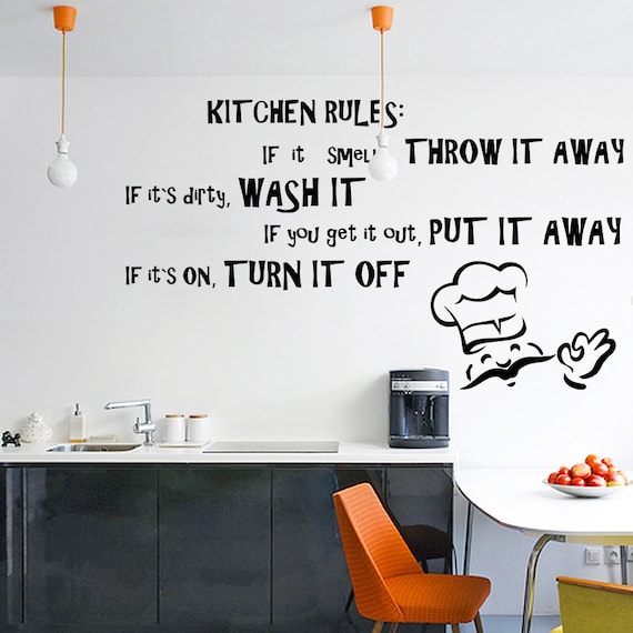 vinyl wall decal quotes kitchen rules inspirational text art | etsy