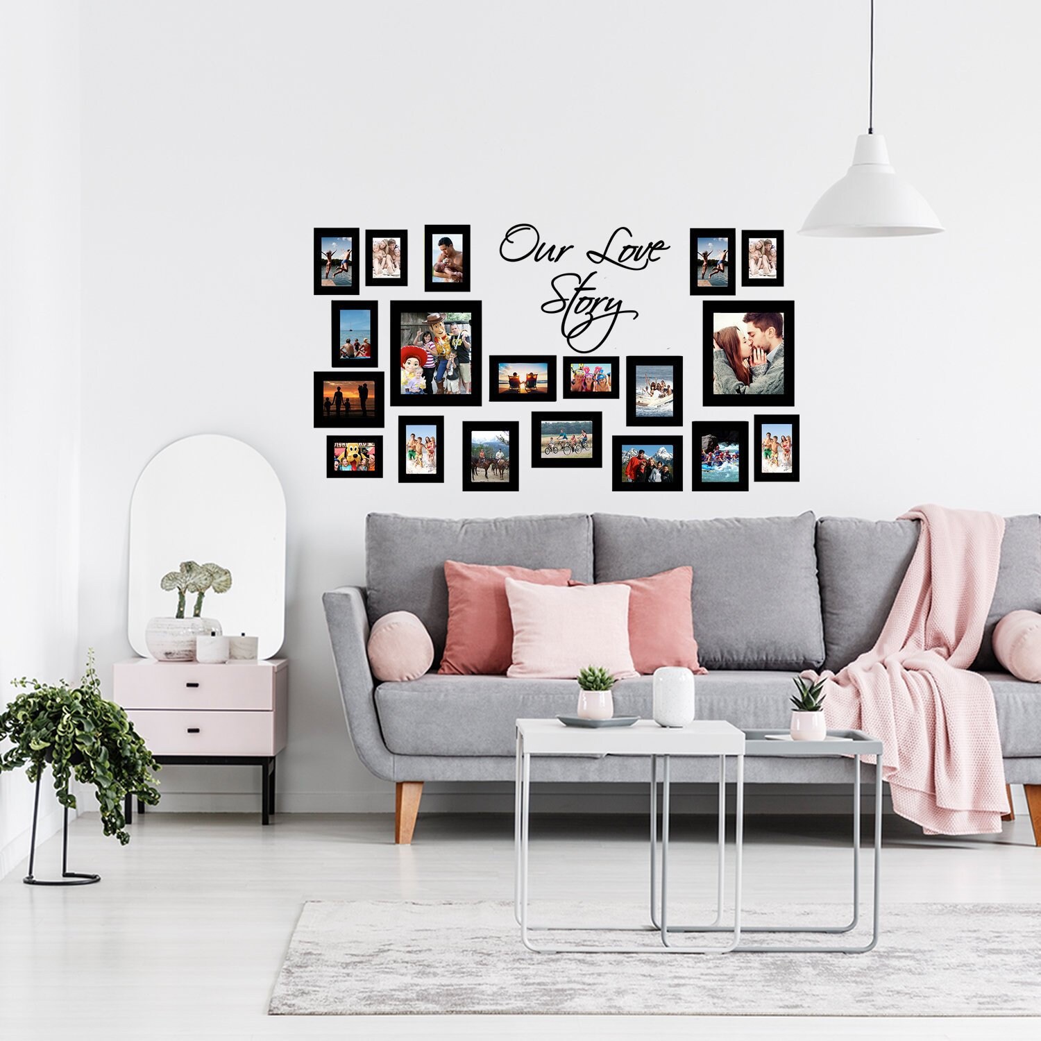 Wall stickers famiglia con cornici per foto, decorazioni d'interni