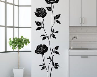 Three-Rose Wall Decal Sticker | Elegant Floral Wall Art | Removable Flower Wall Sticker for Kitchen Bedroom Living Room | Modern Wall Decor