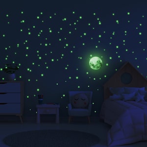 Glow In The Dark Stars Stickers The Glowing Moon Decal Night Light Fluorescent Stick For Nursery Kid Room Ceiling And Wall image 8