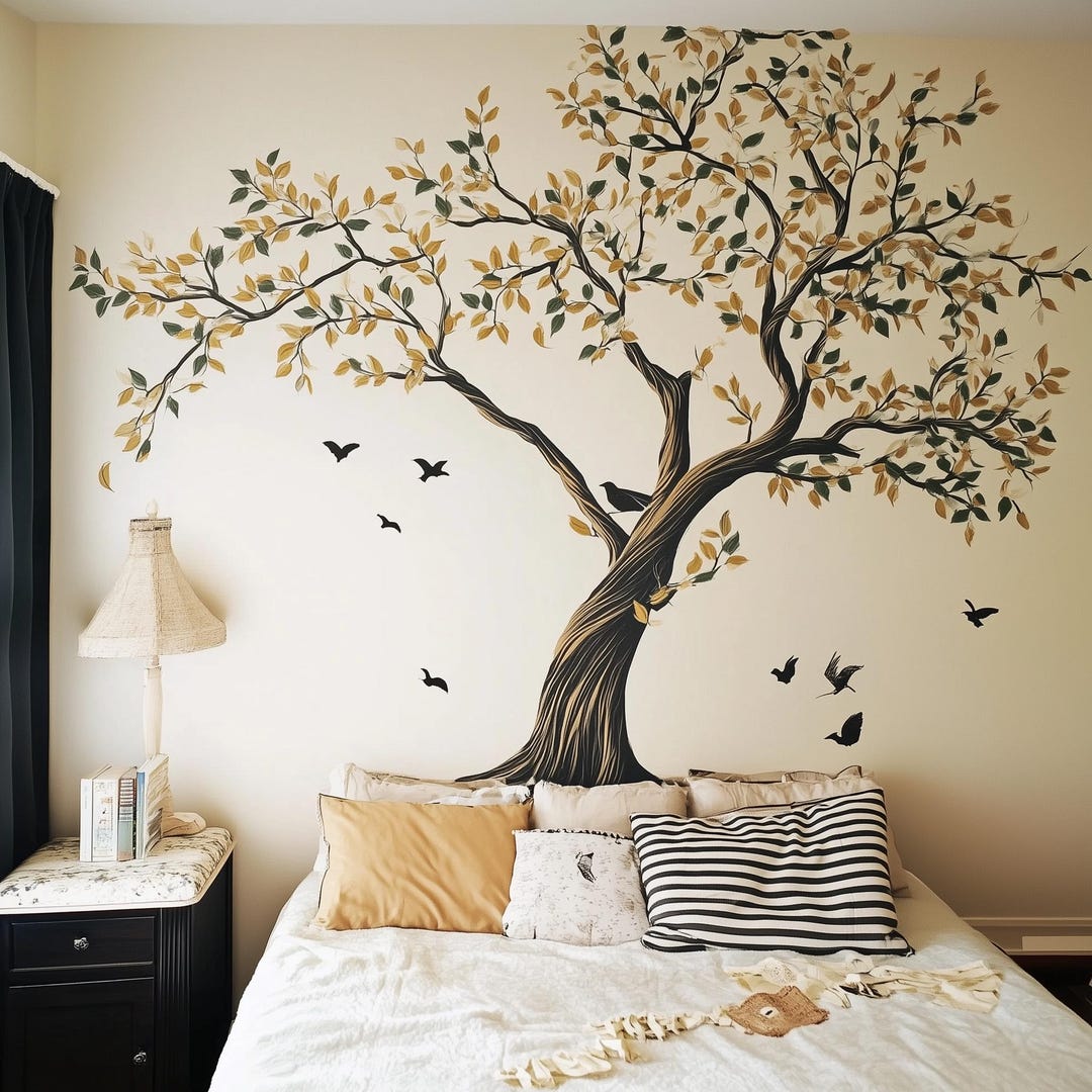 Large Tree Wall Decal | Elegant Botanical Vinyl Mural | Bedroom Living ...