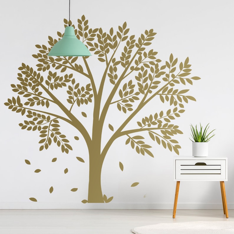 Nature Botanical Trees Decals Wall Birch Art Vinyl Nursery Stickers Tree Sticker Decal Forest Decor Natural Big Leaf Peel And Stick