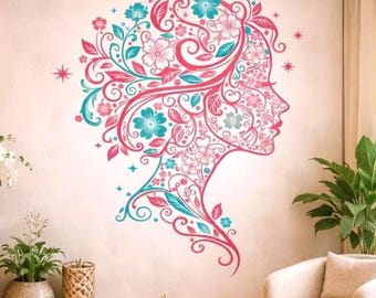 Sea Turtle Wall Decal | Tropical Floral Wall Sticker | Coastal Nursery Decor | Ocean Life Vinyl Art | Bathroom Wall Decor | Hibiscus Turtle