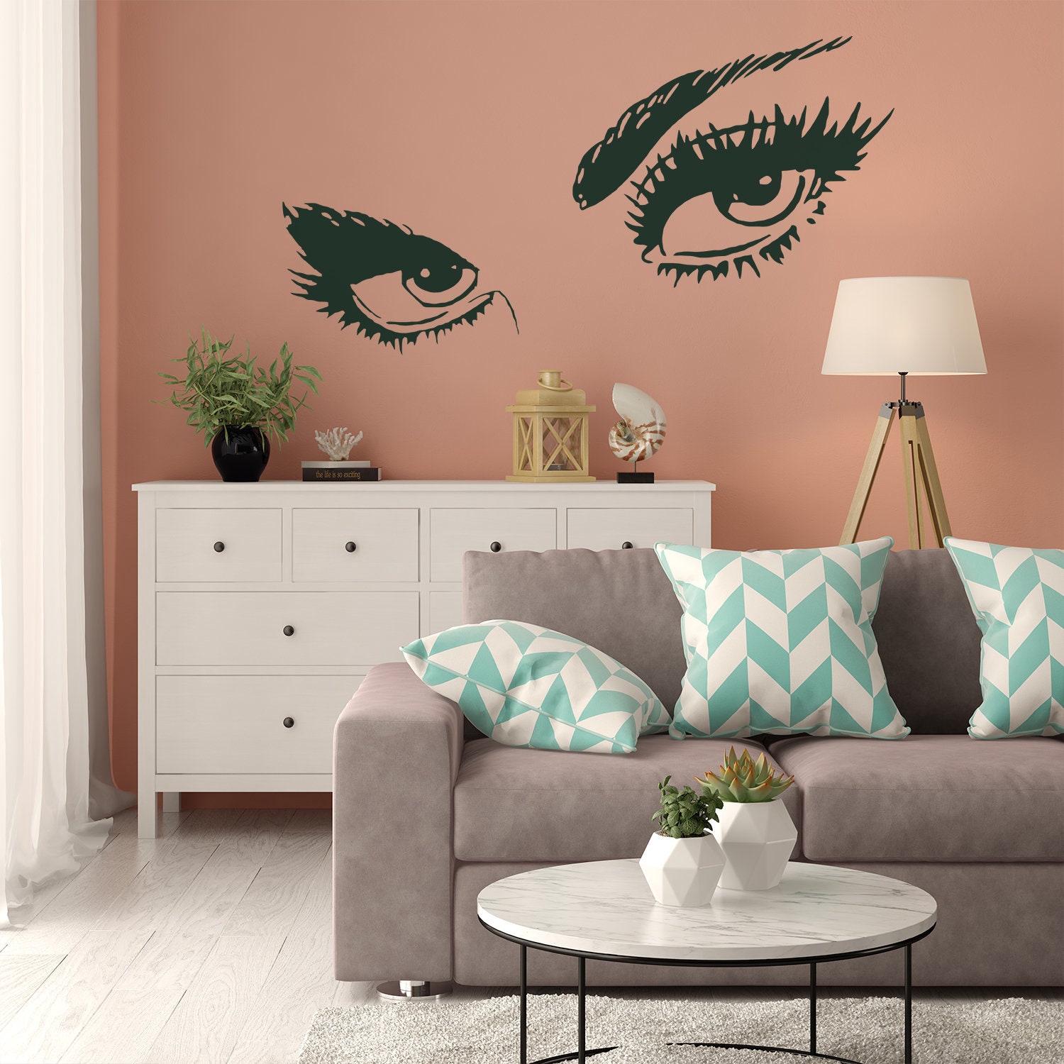 Woman Eye Vinyl Wall Sticker - Art Lash Face Girl Eyelash Decor Beauty ...