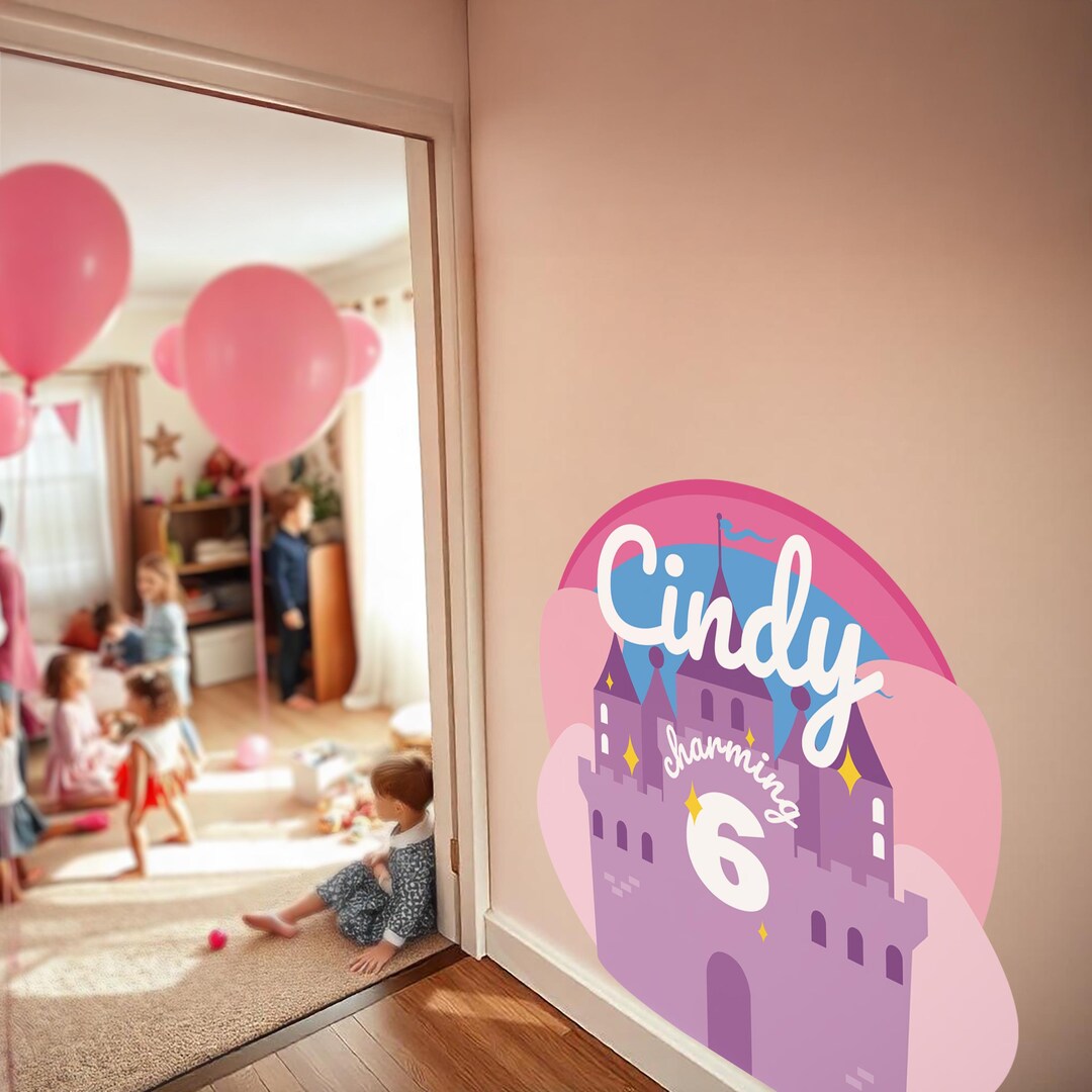 Personalized Princess Castle Birthday Sticker | Custom Name & Age Wall ...