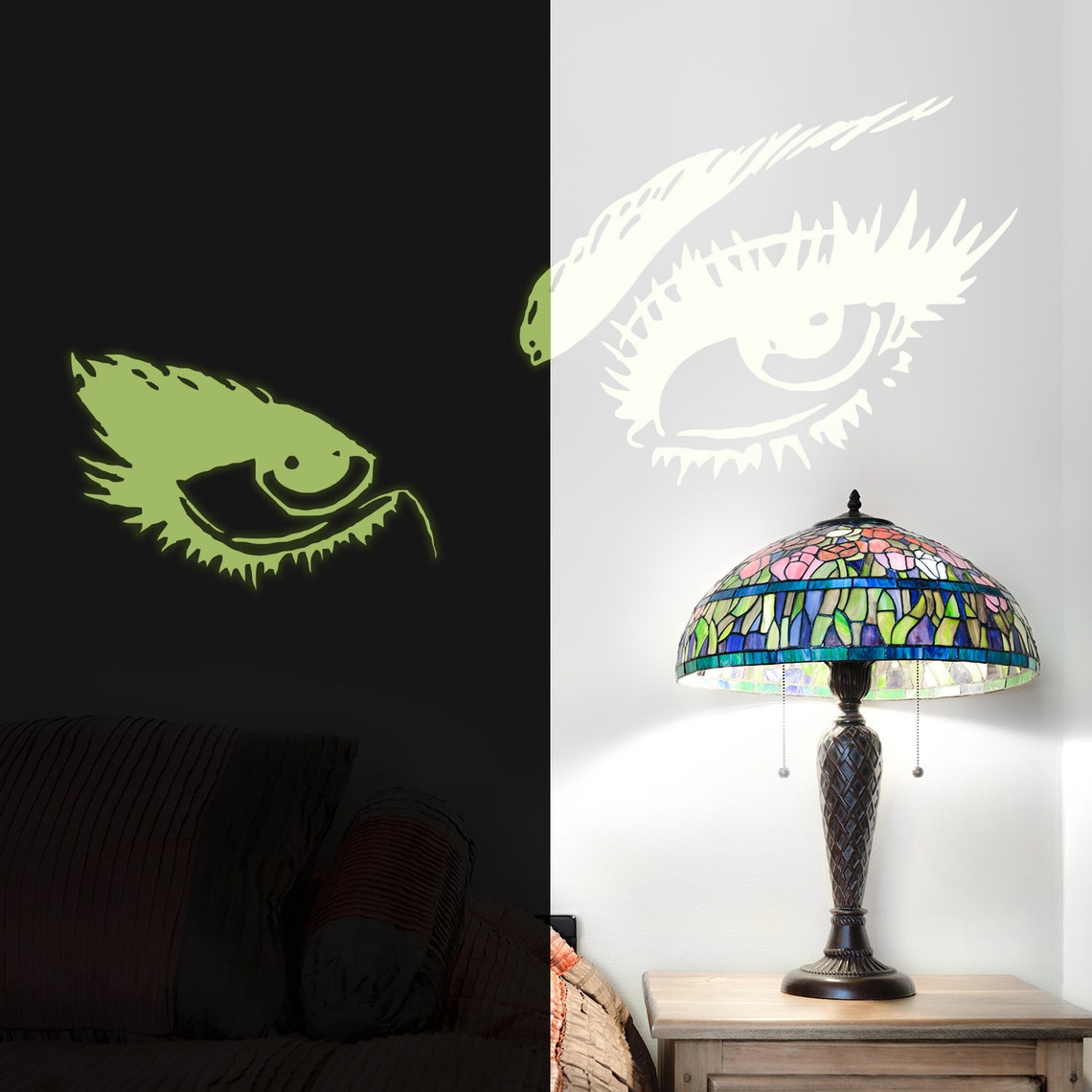 Glow In The Dark Wall Vinyl Sticker Art Luminescent Neon Etsy