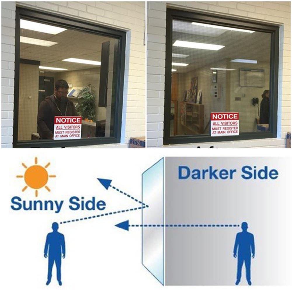 Mirror Privacy Film Window Decal - Compact One Way Vinyl Bathroom Decor ...