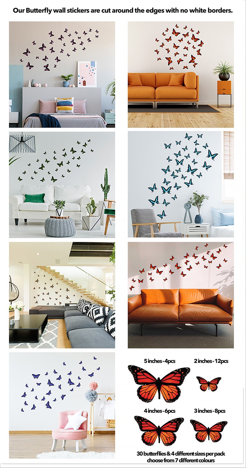 30 Butterfly Wall Decor Stickers Art Decorations Decals for | Etsy