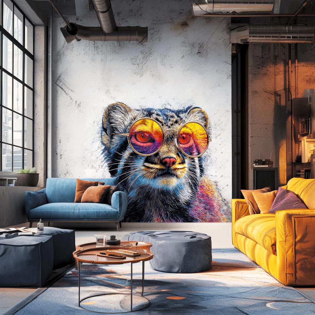 パラス猫のウォールデカール | サングラスをかけたマヌルネコ