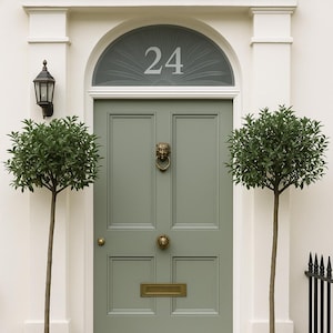 Frosted Fanlight Door Number Decal | Etched Glass House Number Sticker | Victorian Transom Window Decal Front Door Decor Housewarming Gift