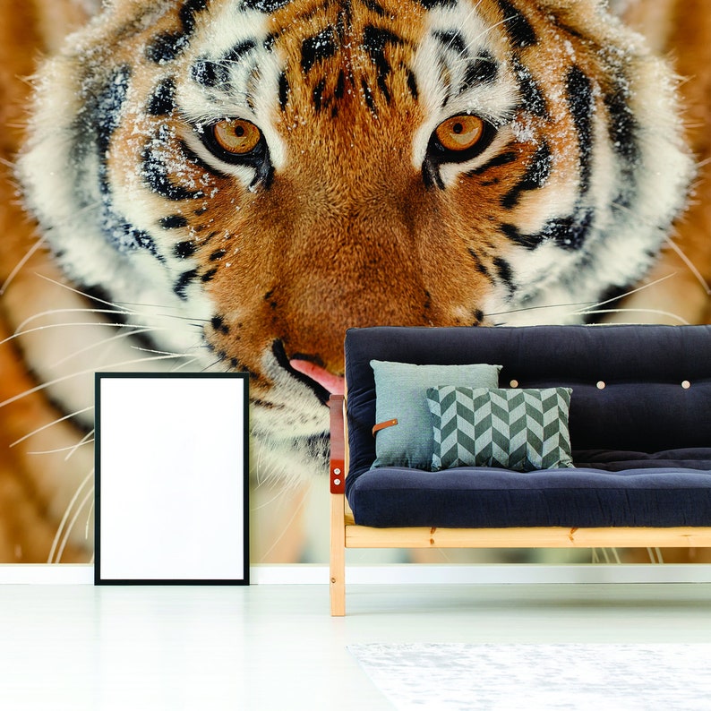 Tiger Wallpaper Stick and Peel Decal 3d Orange Head - Etsy