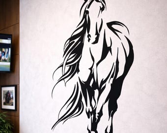 Minimalist Horse Decal | Full Body Line Art | Modern Equestrian Decor | Horse Silhouette Mural | Minimalist Animal Sticker | Horse Wall Art