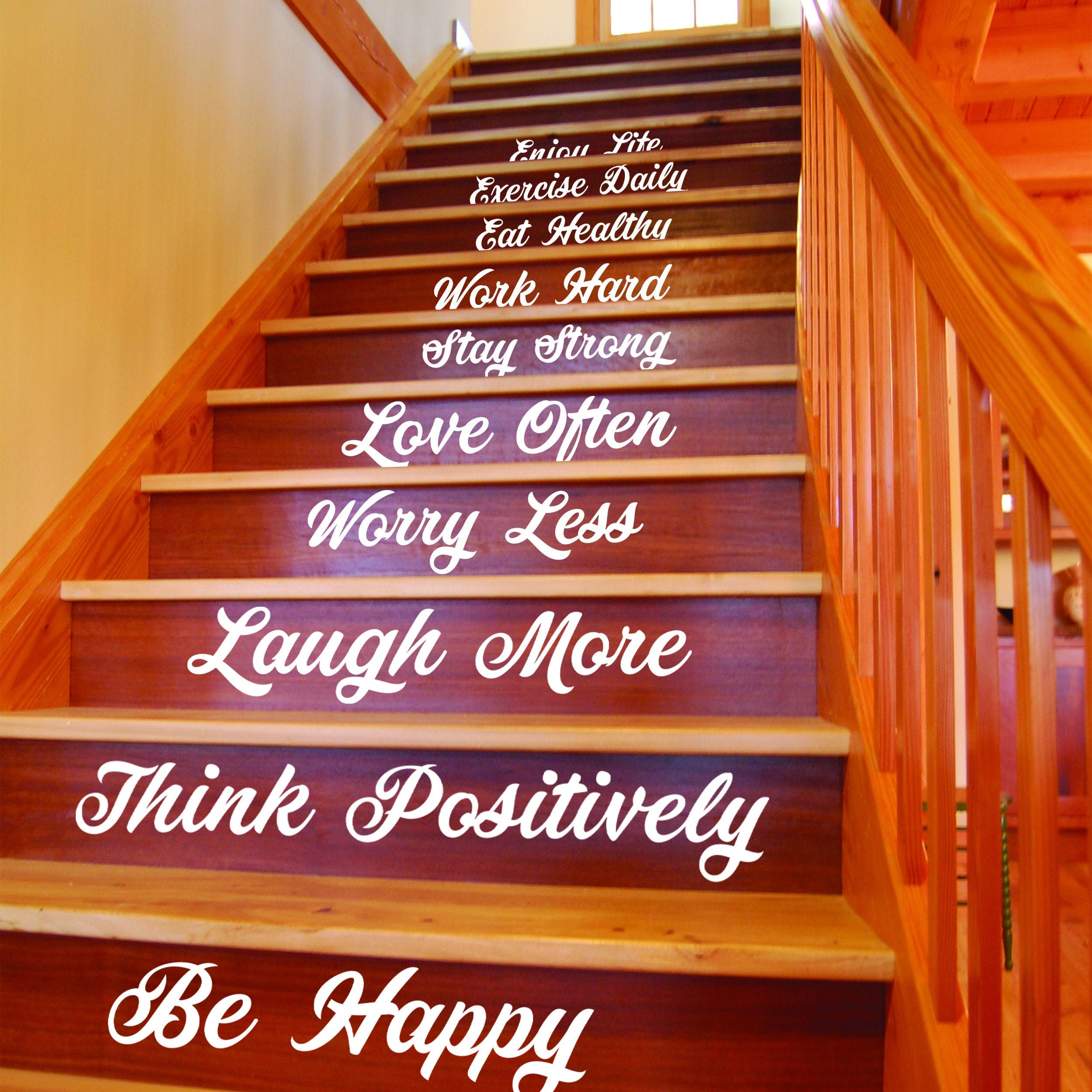 Stair Riser Step Quotes Vinyl Decals - Home Staircase Stairway Family Sayings Stickers - Art Sticker Set For Stairs Steps Words Decor Decal