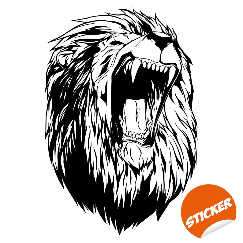 Lions Head Wall Sticker - Lion Face Animal King Silhouette Vinyl Decal ...