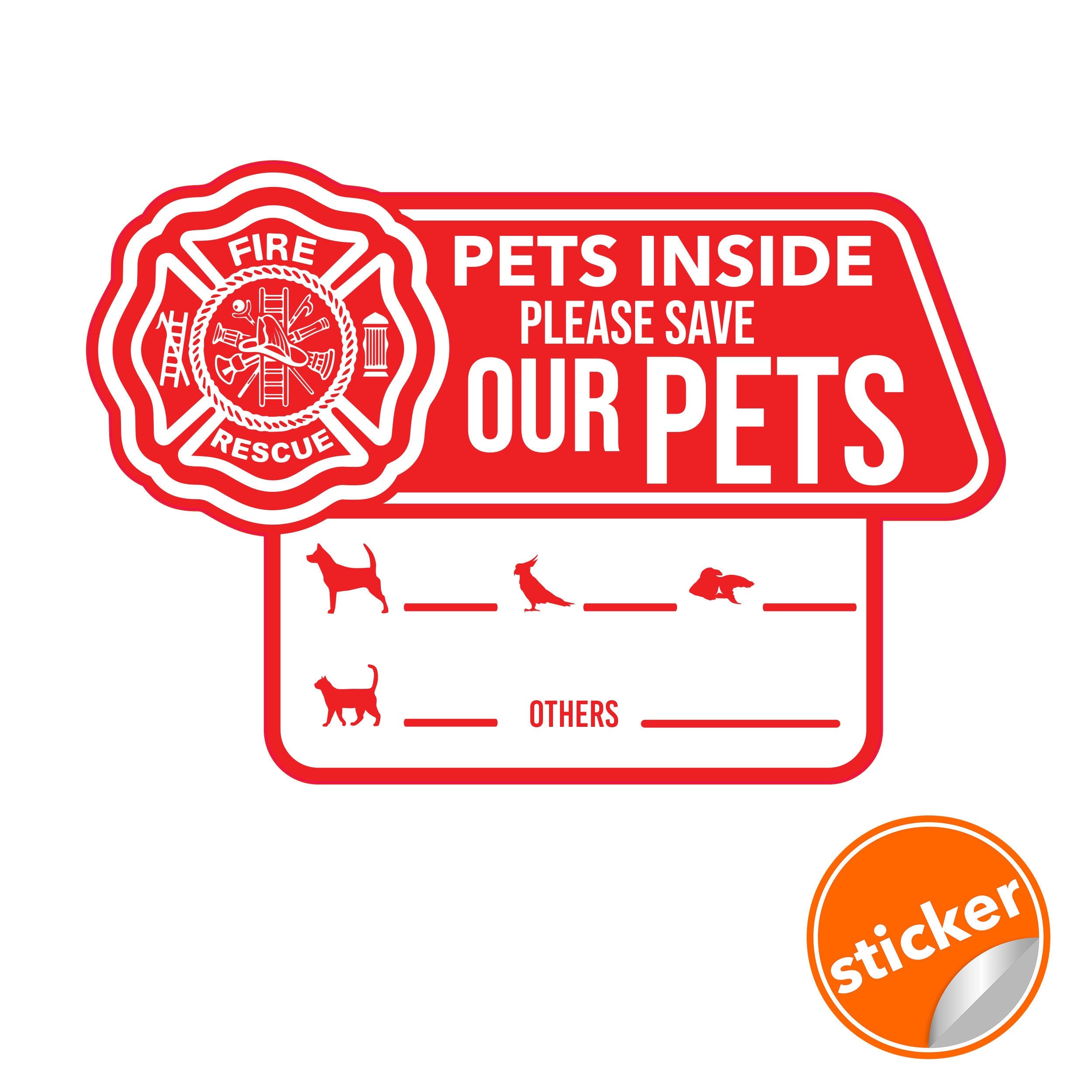 Adesivi per animali domestici, 3 adesivi per salvataggio antincendio, adesivi per animali domestici, adesivi di sicurezza per salvataggio antincendio, nessun adesivo, adesivo per salvataggio