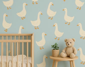 Goose Wall Decals | Removable Nursery Stickers | Storybook Baby Room Decor | Boho Goose Wall Art | Reusable Farm Animal Decals for Kids