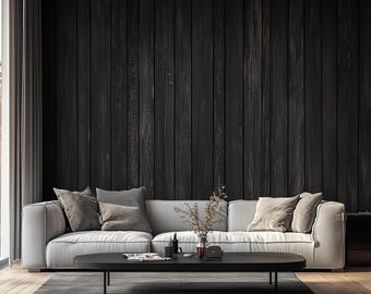 Zwart vinylbehang met houtnerf | Peel-and-Stick houten paneel muursticker bekleding | Moderne zelfklevende muursticker kamer | Wanddecoratie met textuur