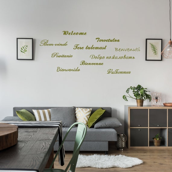 Benvenuti adesivi murali in vinile Adesivo adesivo del cartello della porta  d'ingresso Hello Home Label al nostro hotel grandi etichette Regalo per  decoro decalcomanie verticali -  Italia