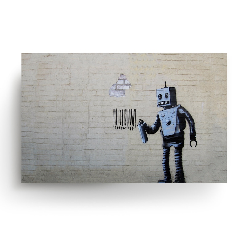 Banksy Kunst Poster Barcode Roboter Graffiti Druck Wand Etsy