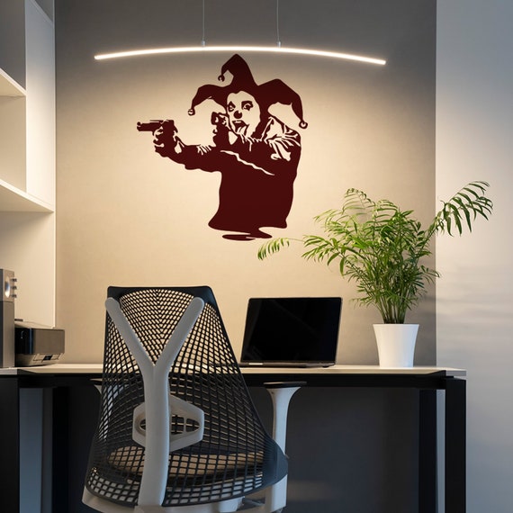 Banksy Vinyl Wall Decal Joker Clown With S Jester Pistols - Banksy Wall Decal Nz Banksy Vinyl Wall Decal Joker Clown With S Jester Pistols - Banksy Wall Decal Nz