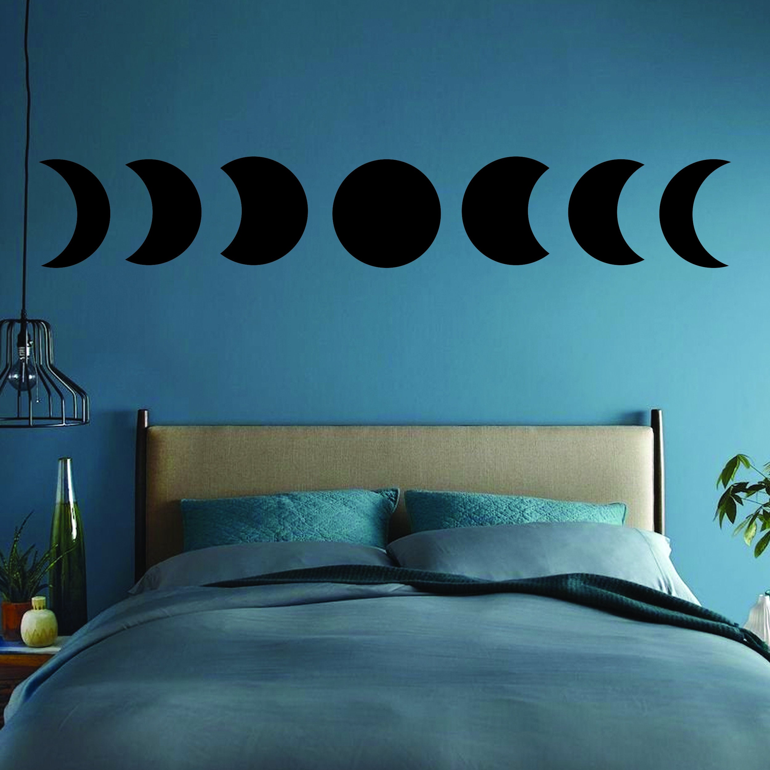 Moon Phase Wall Decor Sticker - Moon Phases Vinyl Decal - Large Modern ...