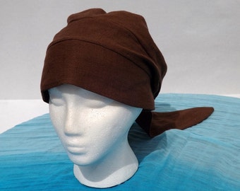 Beautiful Brown 100% Linen Pull On Snood Head Covering