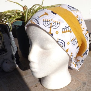 98 Two Toned Linen and Non-Gmo Cotton Hanukkah Snood Head Covering image 3