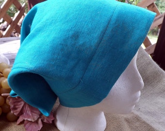 Slouchy Snood Hat 100% Ceramic Blue Linen Tichel Head Cover