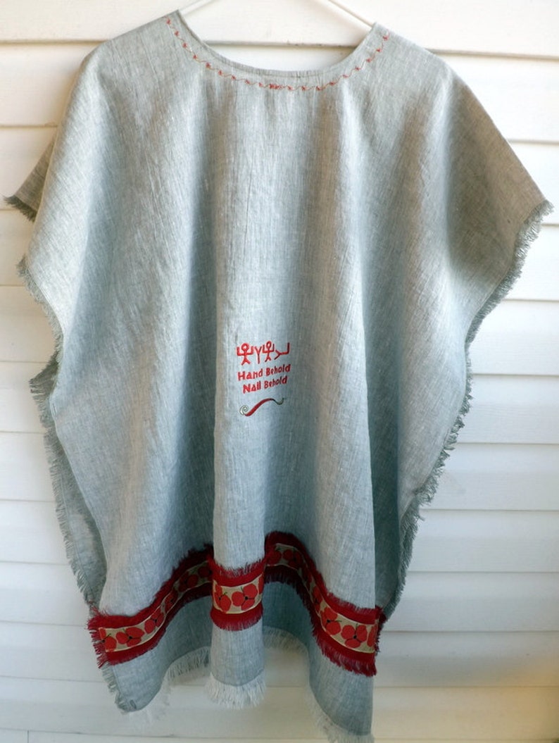 Paleo and Pictograph Hebrew 100 Linen Caftan Tunic with 6 Etsy