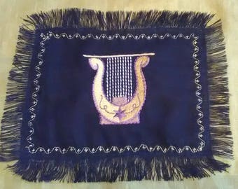 Praise Him with the Harp Psalm 150:3 100% Linen and Embroidered Shawl Cover