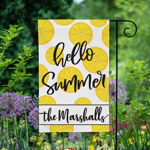 Personalized Garden Flag, Garden Flag, Summer Garden Flag, Hello Summer Garden Flag, Hello Summer Flag, Summer Flags, Personalized Flags