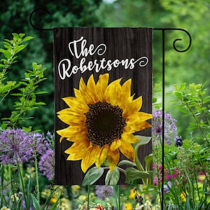 Sunflower Garden Flag, Personalized Garden Flag, Sunflower Flag, Home Garden Flag, Welcome House Flag, Monogram House Flag
