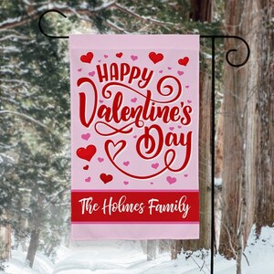 Personalized Valentine&#39;s Day Flag, Happy Valentine&#39;s Day Flag, Valentine Flag, Valentine&#39;s Day Decor, Garden Flag, Happy Valentines Day