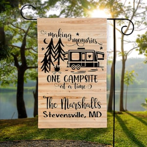 Personalized Camping Flag, Garden Flag, Camping Flag, Camper Flag, Campsite Flag, Happy Campers Flag, Camping Gift, Tent Camper RV or Pop-Up