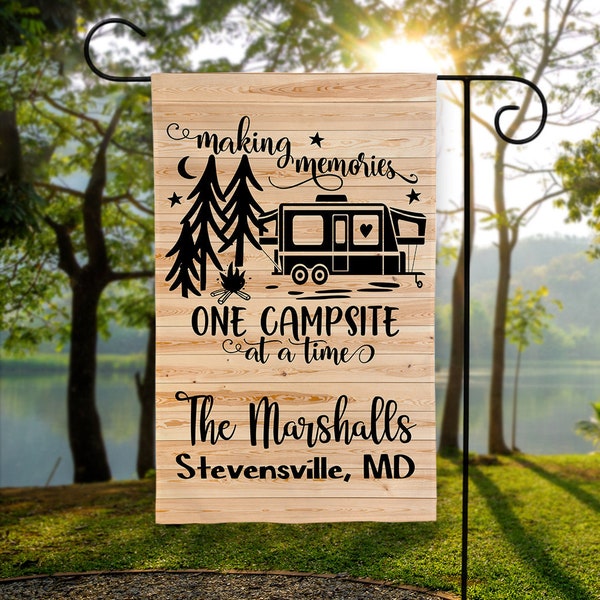 Personalized Camping Flag, Garden Flag, Camping Flag, Camper Flag, Campsite Flag, Happy Campers Flag, Camping Gift, Tent Camper RV or Pop-Up