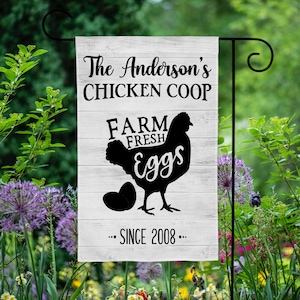 Personalized Chicken Coop Sign, Chicken Coop Flag, Hen House Sign, Chicken Coop Decor, Coop Sign, Chicken Coop Garden Flag, Fluffy Butt Hut
