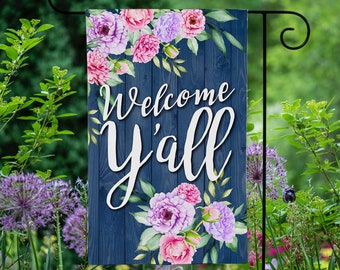 Welcome Y'all Garden Flag, Personalized Garden Flag, Garden Flags, Home Garden Flag, Welcome Garden Flag, Welcome Y'all Flag, Garden Flag