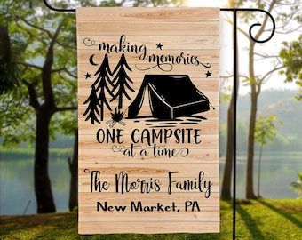 Personalized Camping Flag, Garden Flag, Camping Flag, Camper Flag, Campsite Flag, Happy Campers Flag, Camping Gift, Tent Camper RV or Pop-Up