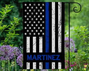 Thin Blue Line Flag, Thin Blue Line American Flag, Thin Blue Line, Police Garden Flag, Personalized Police Flag, LEO Flag