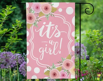 It's a Girl Garden Flag, New Baby Garden Flag, Baby Announcement, Baby Girl Flag, Garden Flags, It's a girl flag, Birth Announcement Signs